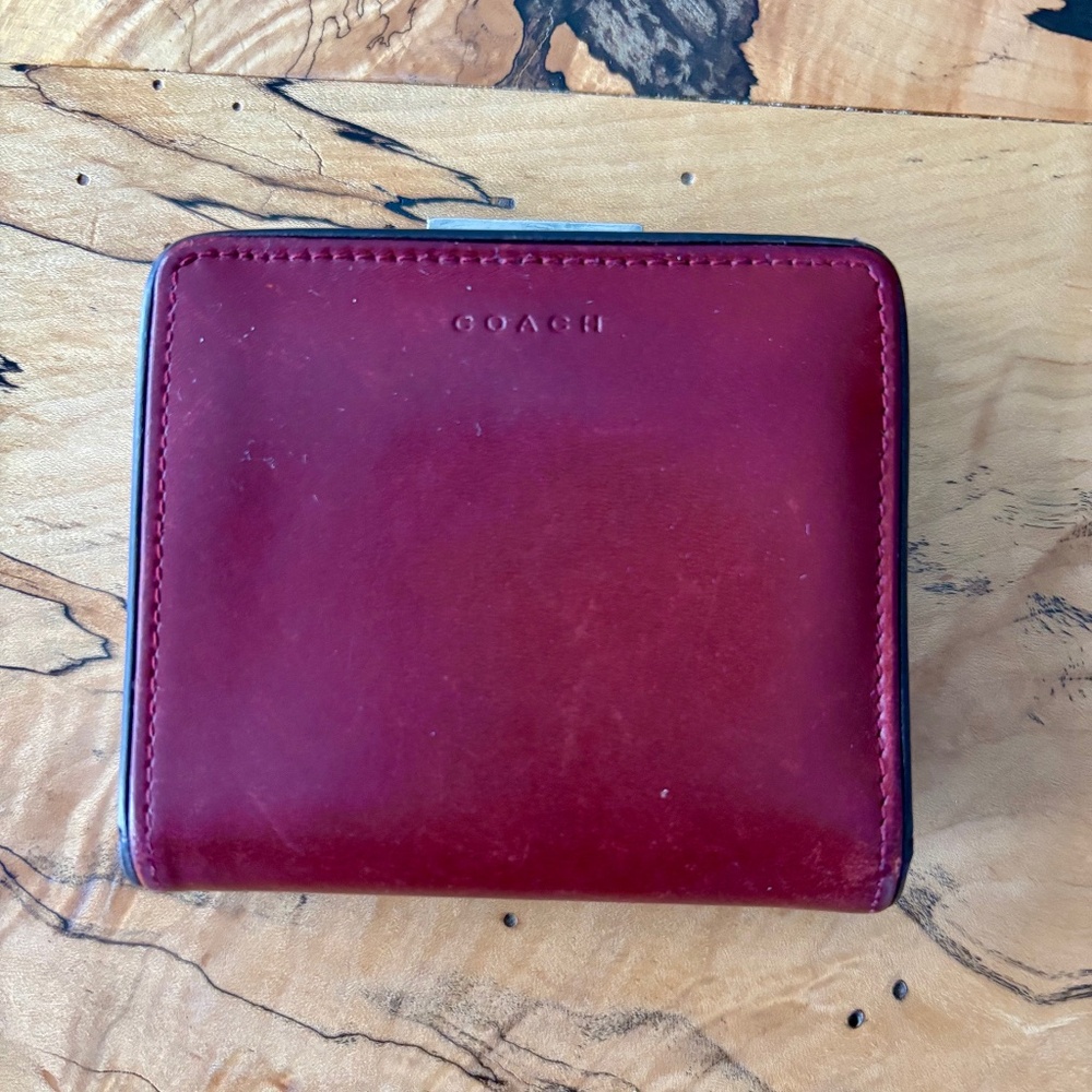 Coach Leather Wallet Burgundy